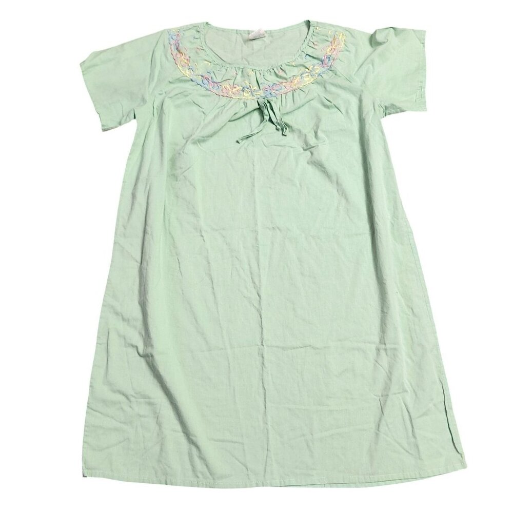 Haband Womens Size 1X MuuMuu House Lounge Dress Nightgown Embroidered Neckline